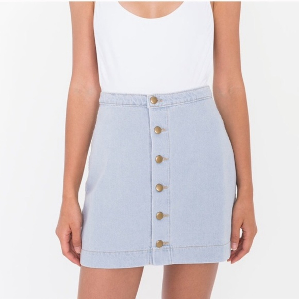 American Apparel Denim Button Front Mini Skirt